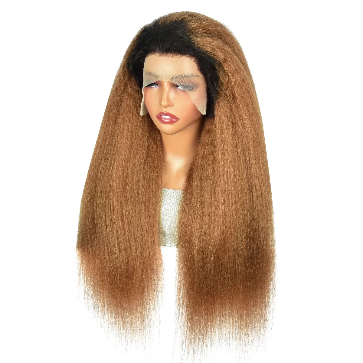 أومبير براون ياكي 26 بوصة 180 الكثافة لينة غريب مستقيم الدانتيل الجبهة الباروكات للنساء مع BabyHair الاصطناعية ارتداء اليومي الباروكات