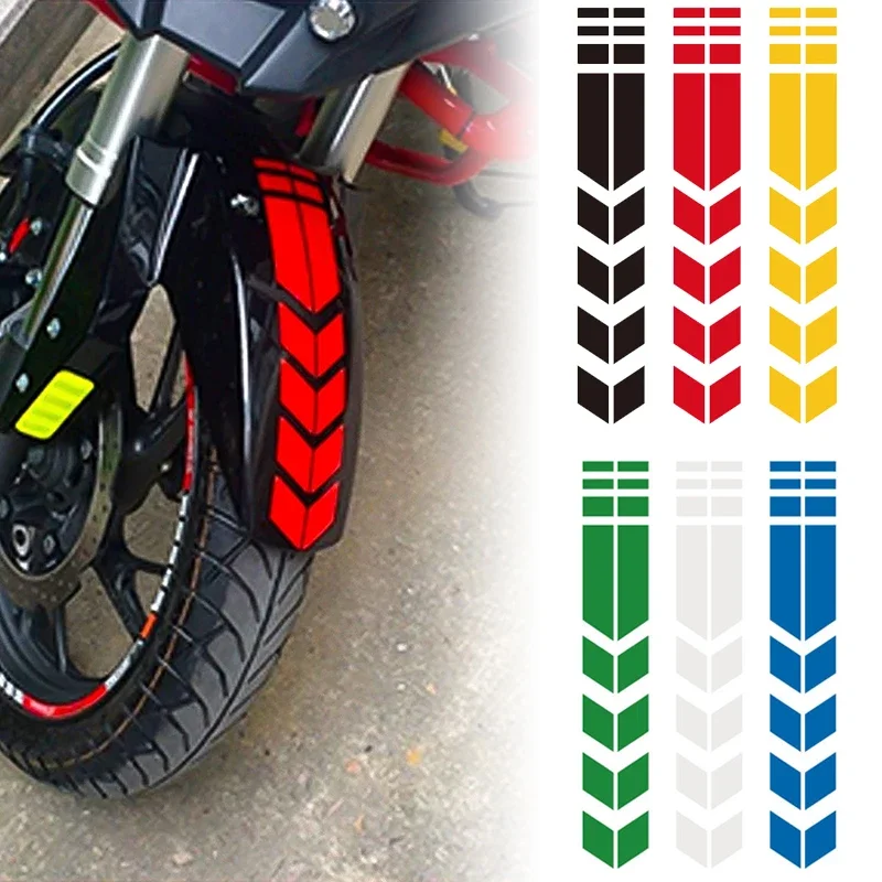 3pcs Motorcycle Arrow Stripe Stickers Wheel Fender Paste Universal Waterproof Reflective Motorbike Tape Decal Moto Accessories
