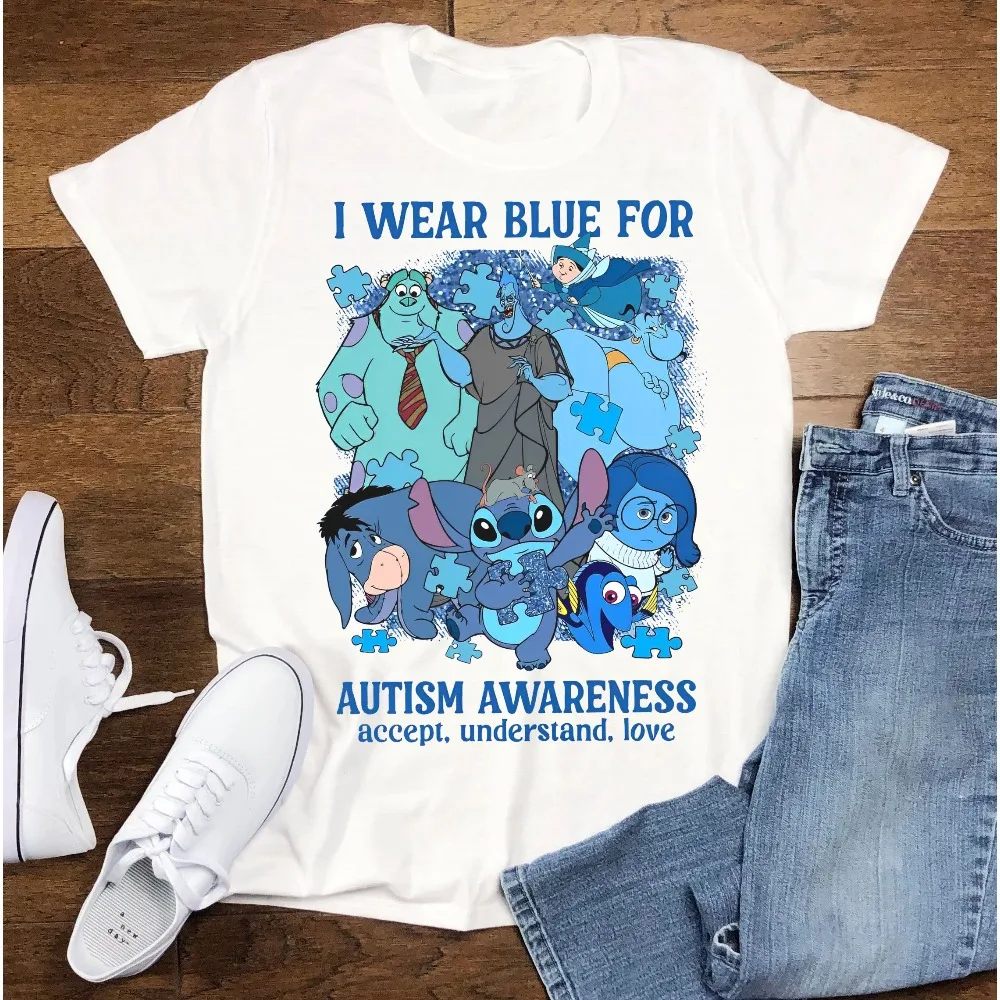 Retro Disney Stitch Eeyore Sadness Shirt, I Wear Blue For Autism Awareness T-shirt, Its Ok To Be Different Tee