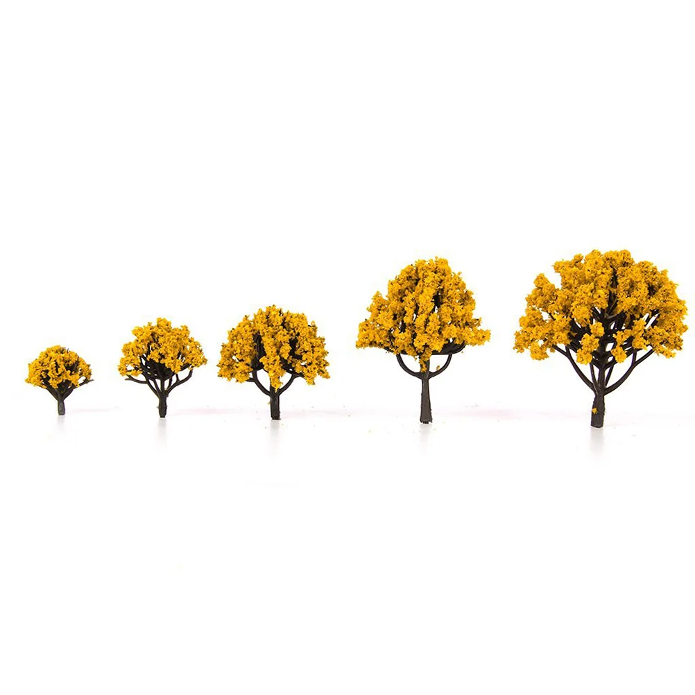 20 Pcs Model Miniature Maple Tree Scenery Trees Moss Yellow Layout Landscape Train