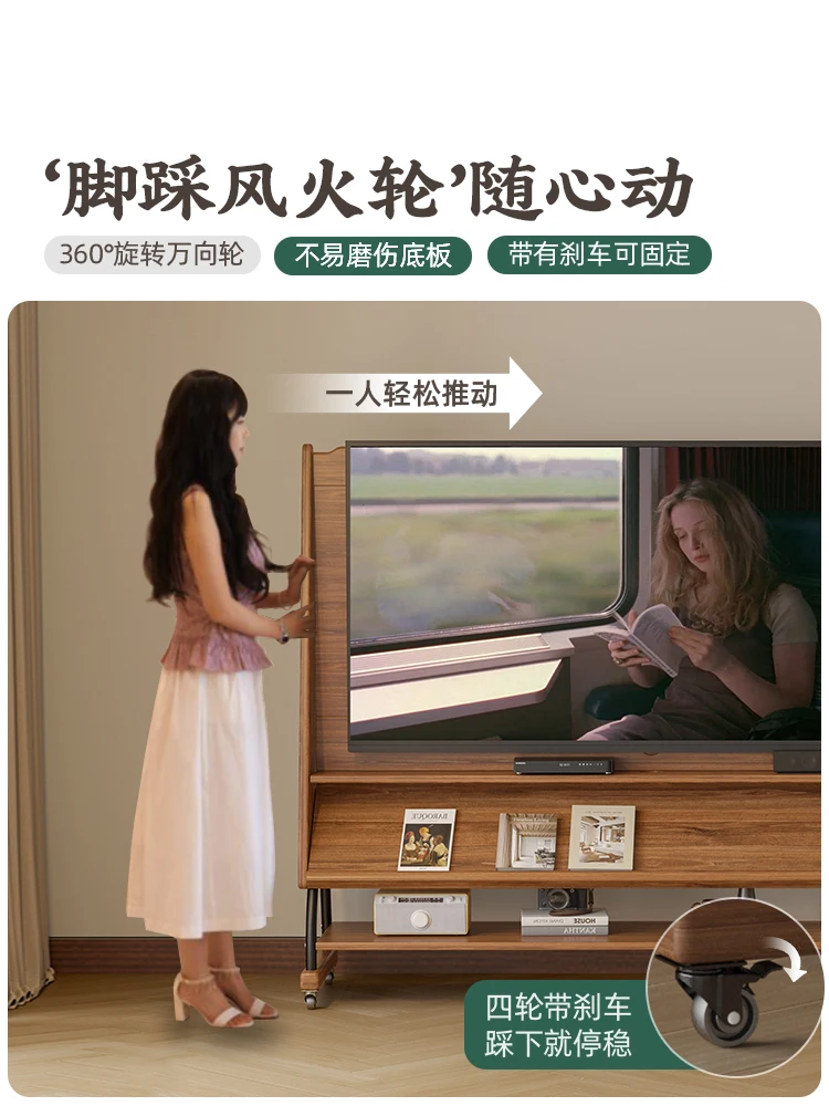 TV Bracket Movable Floor Type with Wheel Cart All-in-One Machine Hanger TV Cabinet Living Room