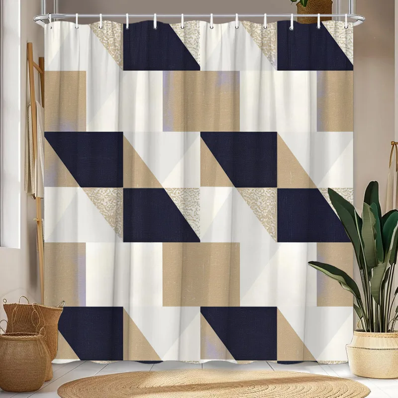 

1 шт. винтажная клетчатая занавеска для душа, мягкий зеленый, розовый, бежевый узор, 70,8x70,8 дюйма с 12 крючками, моющаяся полиэфирная ткань