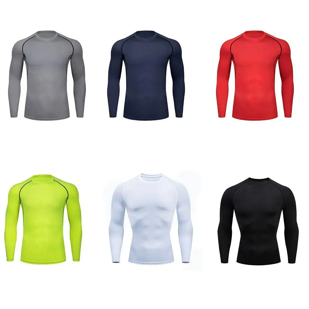 Camiseta deportiva de compresión para hombre, ropa deportiva ajustada de manga larga, secado rápido, cómoda, transpirable, para correr, entrenamiento y gimnasio