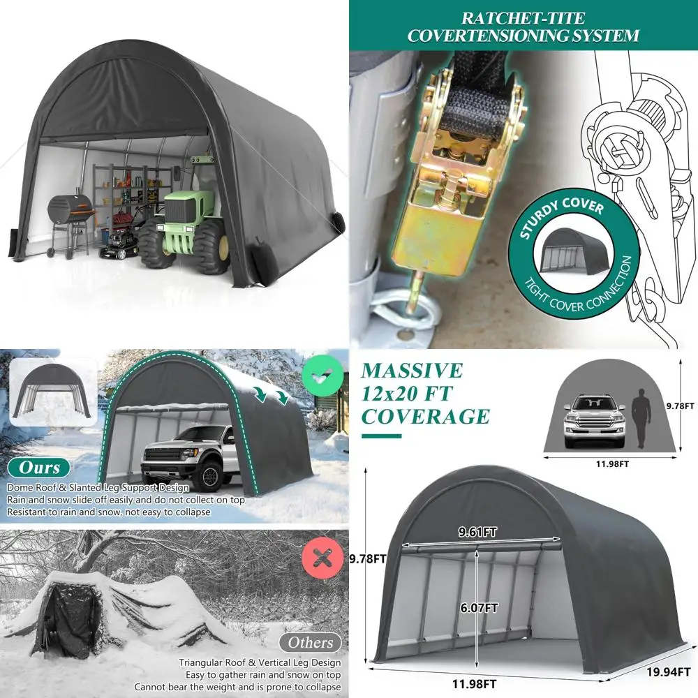 

Extra Large Heavy Duty Outdoor Carport Shelter for Cars, Trucks, Motorcycles, Boats, Auto Storage