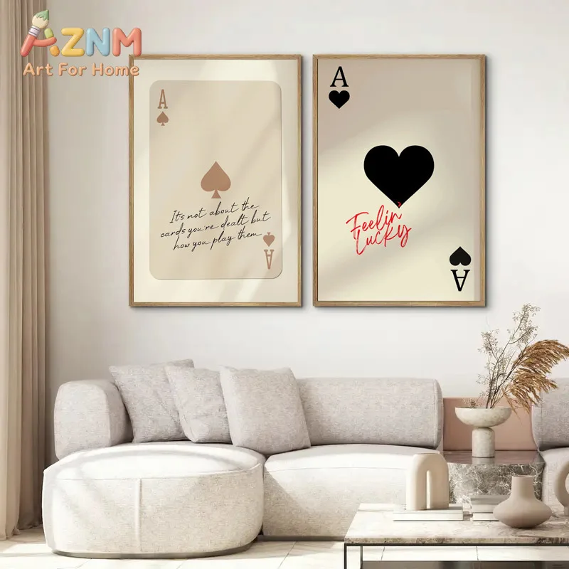 1pcs Ace Card Positive Sayings Print Fashion Canvas Wall Art Canvas Print Aesthetic Decor Vintage Bedroom Cute Poster Wall Art