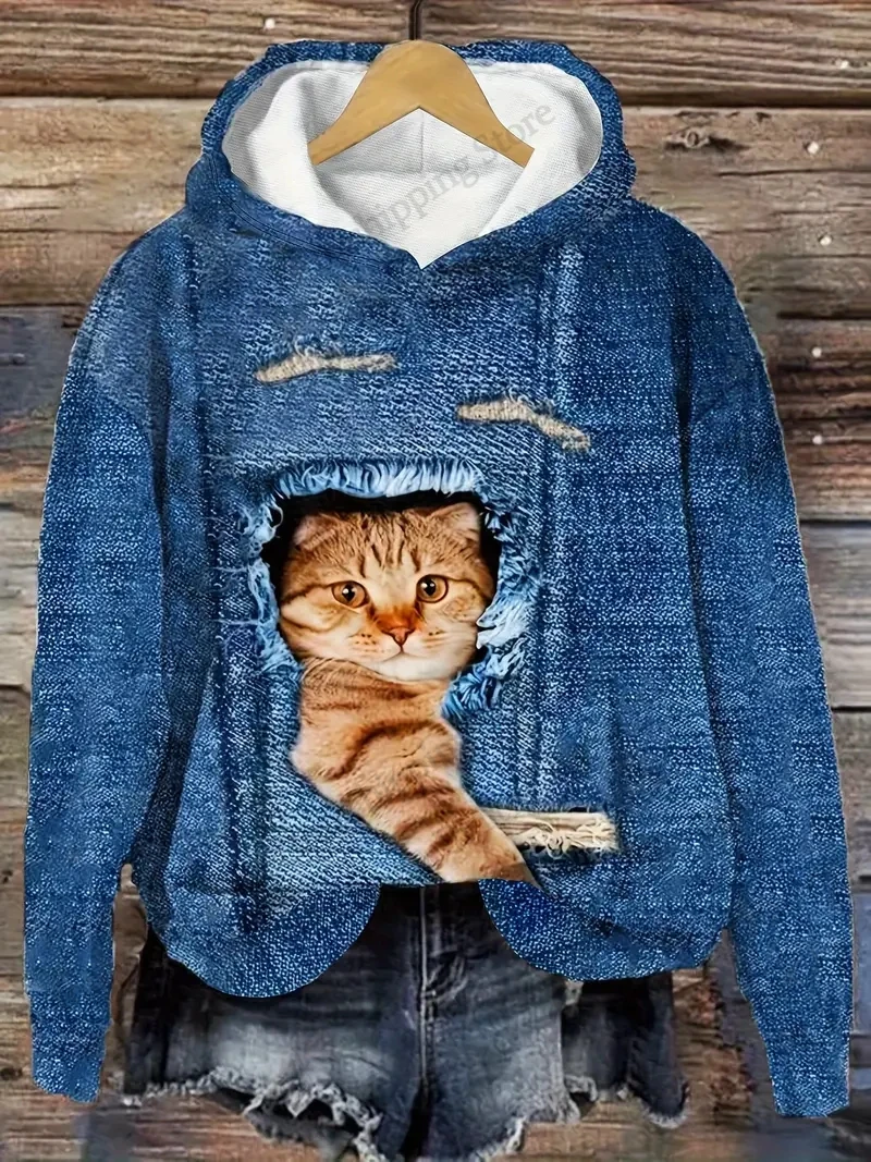 Cute Cat 3d Print Hoodie Women Fashion Oversized Hoodies Sweatshirt Women Sweats Street Coat Sudaderas Harajuku Clothes Female