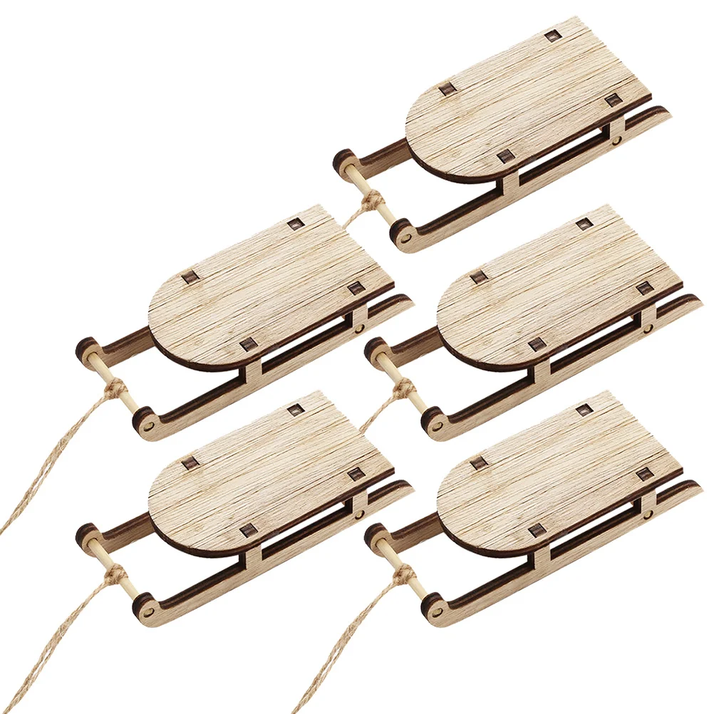 

5Pcs Wood Sleighs Miniature Christmas Decorations Colorful Tabletop Ornament Scene Decor Mini Sleigh Wood Sleigh