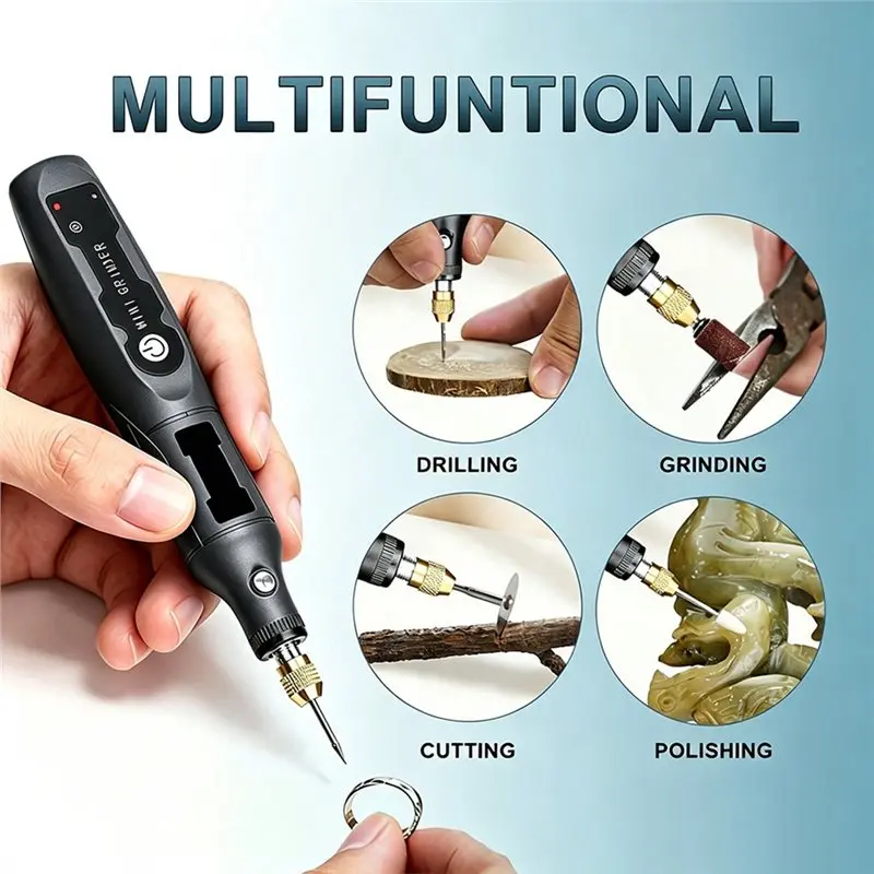 ABYN-Ideal Gift For DIY Hobbyist Cordless Mini Drill Handheld Rotary Tool One-Button Switch Fine Engraving Polishing Cutting