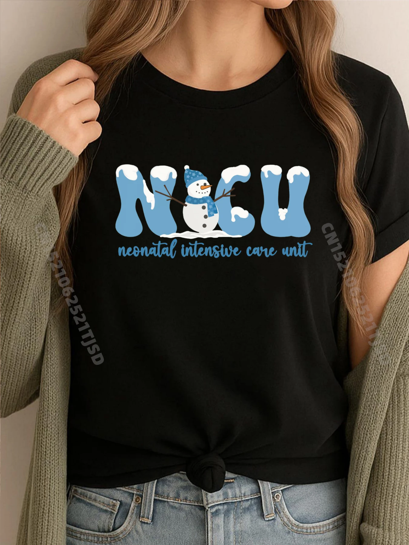 

Зимние Nicu Nurse Xmas Snowman, неонатальные футболки с рисунком интенсивного ухода, распродажа