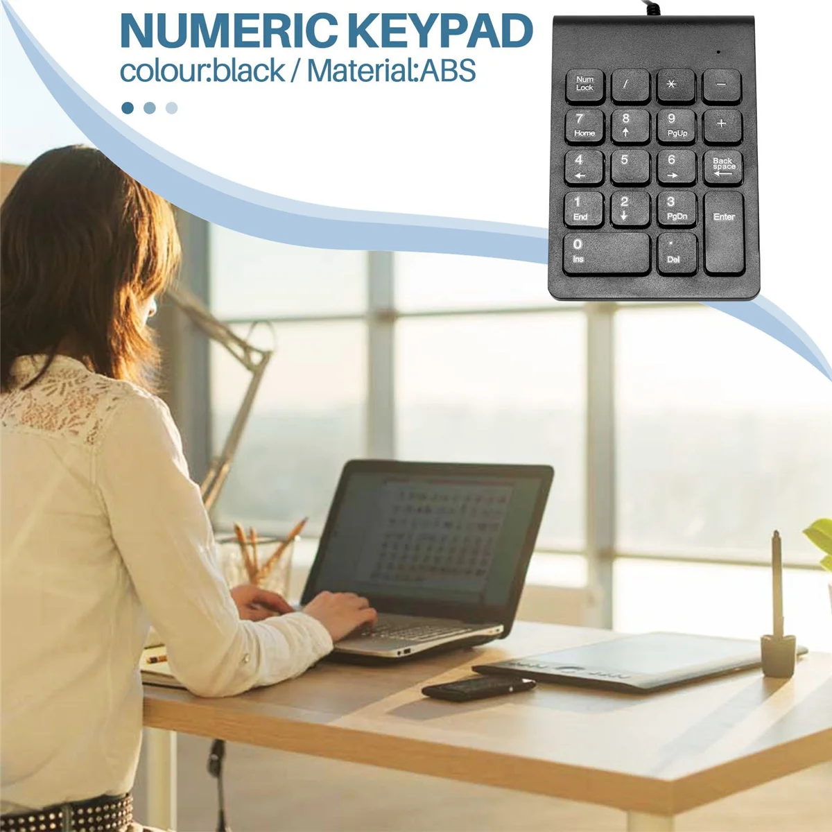 Mini USB Wired Numeric Keypad Numpad 18 Keys Digital Keyboard for Accounting Teller Laptop Windows Android Notebook Tablets PC