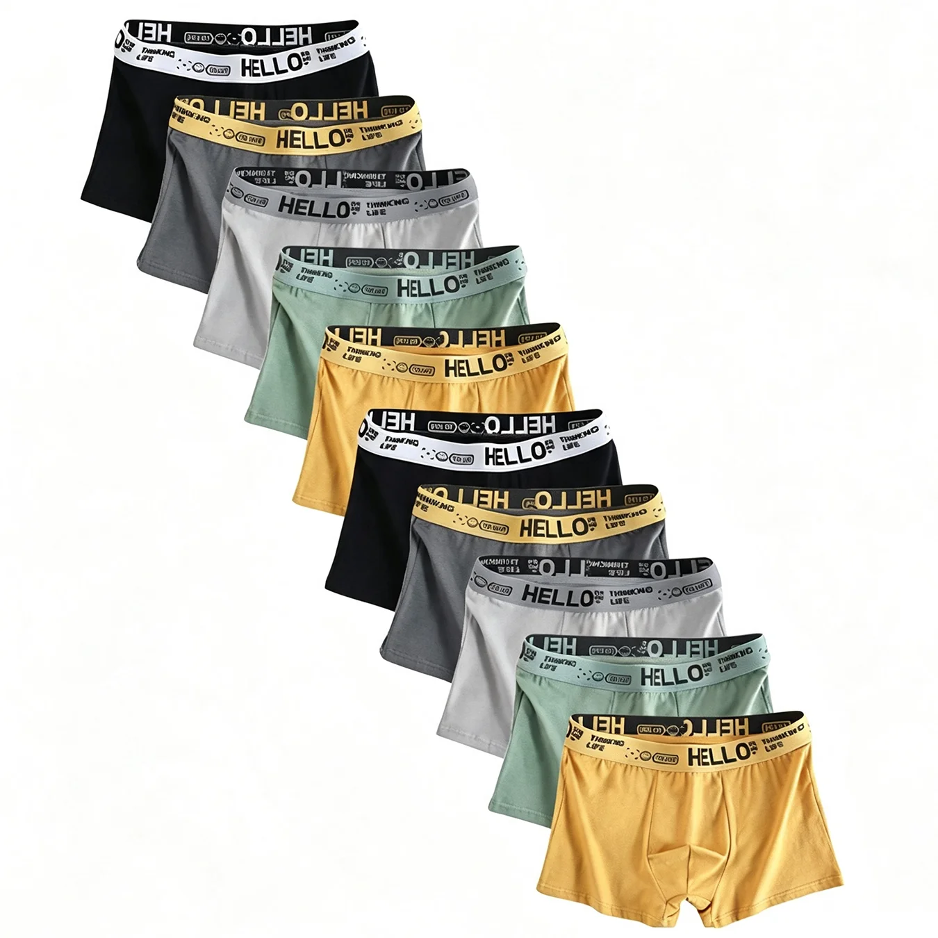 10 Peças de Roupa Íntima Masculina, Boxer de Secagem Rápida e Elástico, Calcinhas Casuais para Meninos, Roupa Íntima Esportiva de Alta Elasticidade