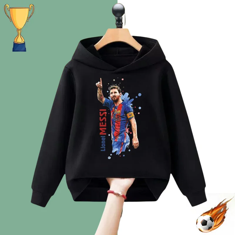 European Cup football star Messi printed hoodie children's top autumn and winter men's and women's blazer casual knitwear