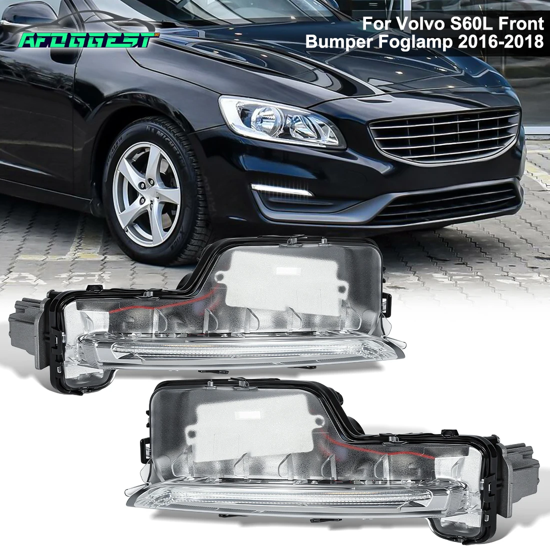 2Pcs Fog Lamps For Volvo S60 2014 2015 2016 2017 2018 Front LED Daytime Running Light Fog Lights Daylights 31434567 31434568 12V