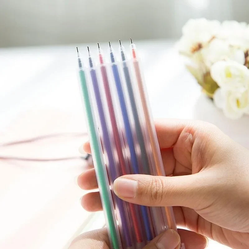 قلم جل بلوري شفاف بألوان مائية ، جيب يدوي ، قلم كتابة ، أدوات مكتبية ولوازم مدرسية ، هدية ، وقلم ، و 6 في اللوت