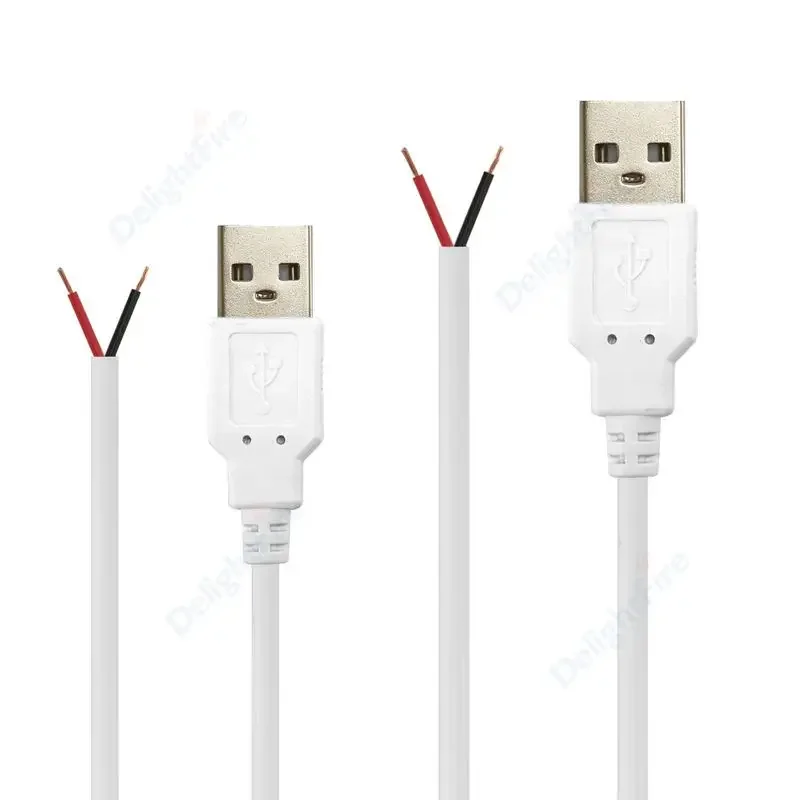 USB 2.0 Male Plug 15/30/50/100cm DIY Pigtail Cable 2pin USB Power Cable For usb Equipment Installed DIY Lights  Power LED Strips