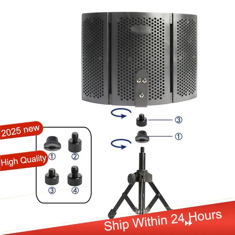 ~【A48T HOT】Microphone Isolation Shield For 3 Sides For Studio- Vocals For Studio Broadcast Podcasts Recording With Metal Tripod view 3