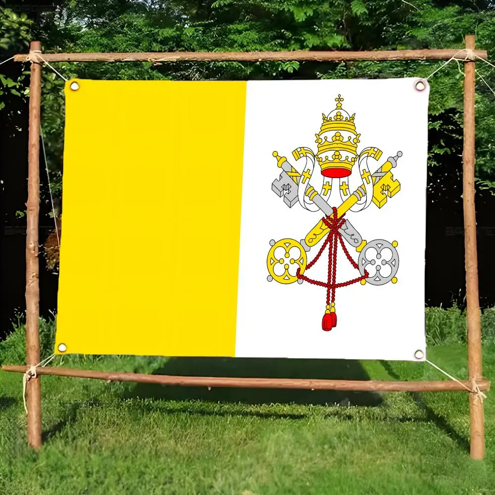 religious token emblem P-Papal Flags Daily four ring borderless design indoor outdoor decor easy hang install