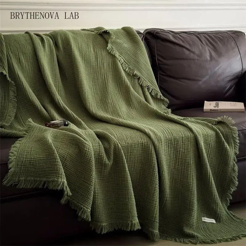 Class a knitted fringed pure cotton six-layer gauze Blanket 100 Shawl Cotton Blanket Retro Sofa Nap