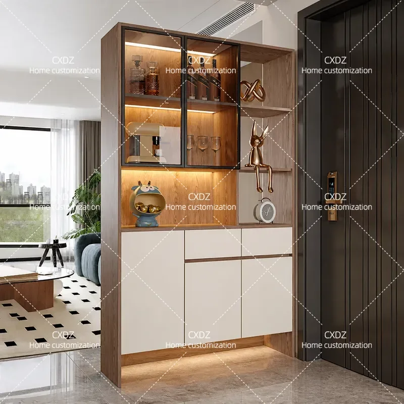 Entrance Cabinet Opposite Door Screen Partition Living Room Wine Storage Wall Integrated Shoe Cabinet Multilayer Board