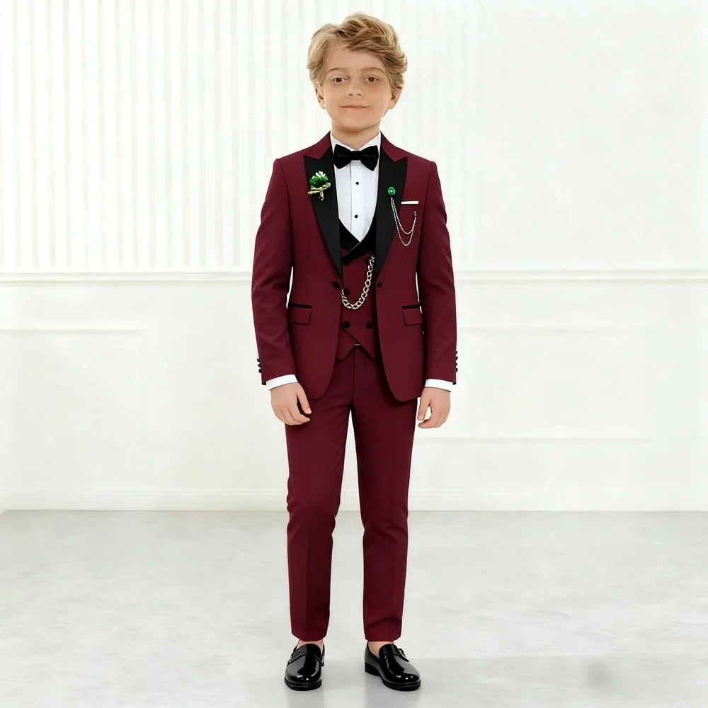 10 Days Delivery Smooth Satin Boy Birthday Dress Children Ring Bearer Formal Suit For Children Clothings Perform Birthday  Suit