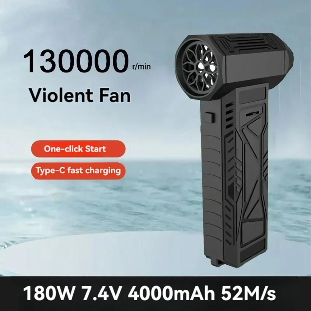 180W 7.4V 4000mAh 130000RPM Brushless Rechargeable Air Blower Wireless Super Strong Mini Turbo Jet Fan 180g Wind Pressure