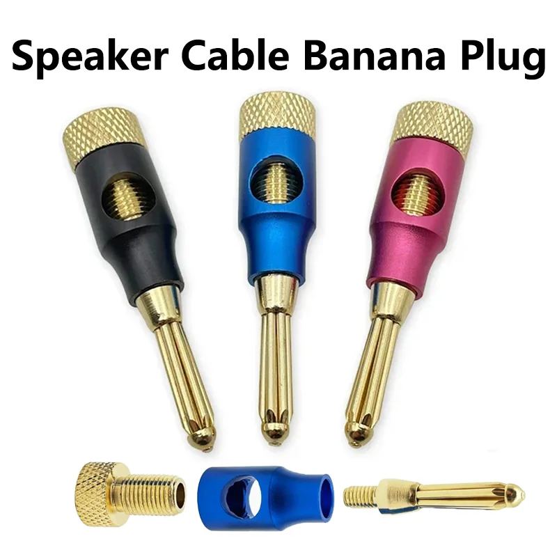 

6PCS 4mm 24K Copper Gold Plated Banana Plugs Speaker Banana Connector 4mm Banana Jack Match With 4mm Binding Post