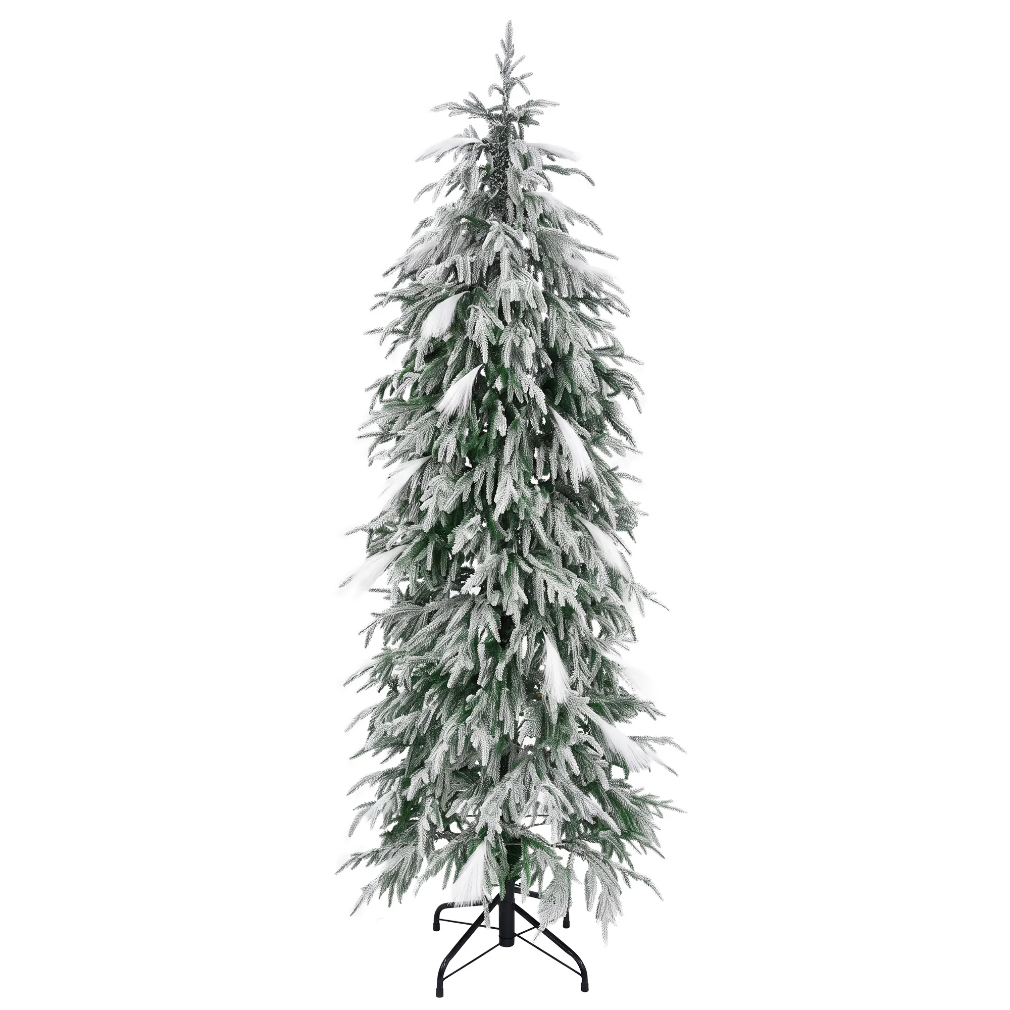 6ft Slim Prelit Aspen Christmas Tree 355 PE Tips 200 Warm Lights Fluffy Lifelike Needles Compact Silhouette Cozy Golden Glow for Apartments Foyers Intimate Family Holidays