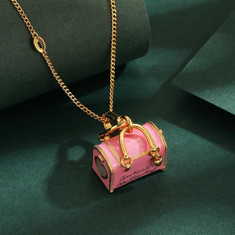 6mm Bracelet Hand String Fashionable Openable Pet Bag Pendant With Three-Dimensional Enamel-Glazed Letter Print And A Pink Puppy