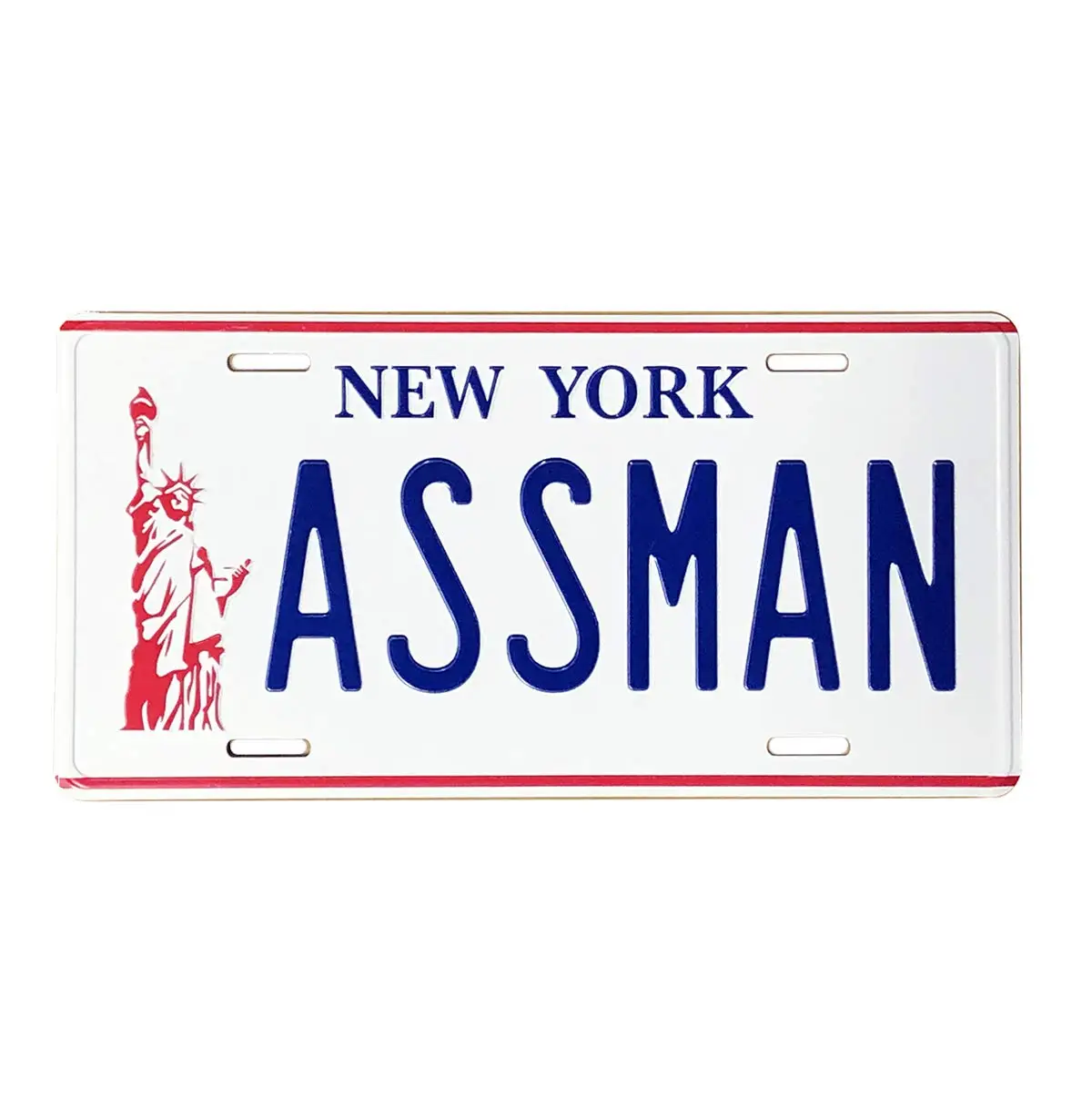 Embossed Prop Number Tag, Assman, Vanity Metal Sign, 6 x12 inches (Aluminum, Non-Distressed)