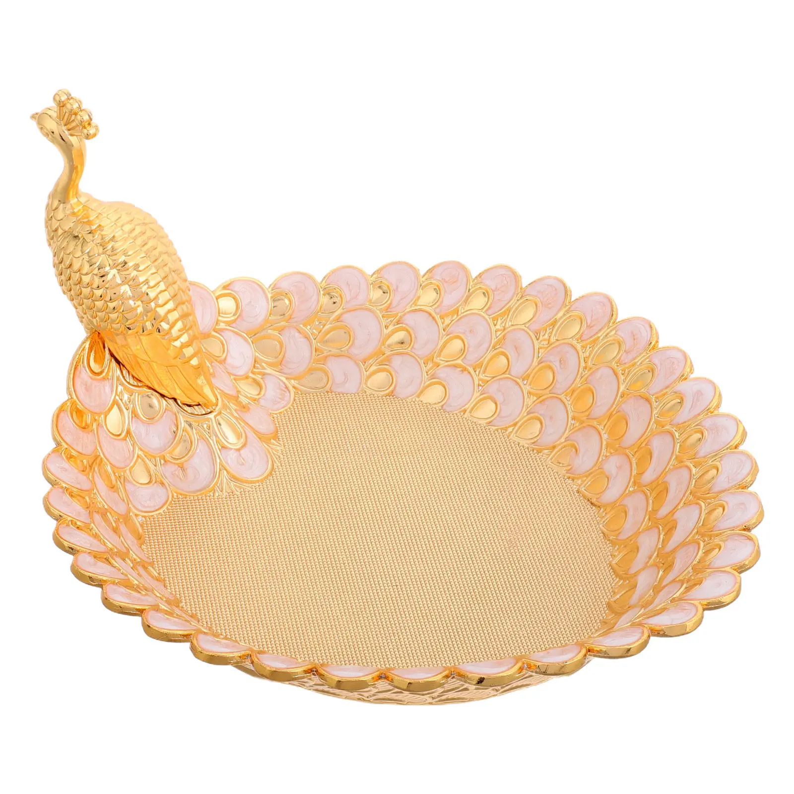 Ornate Peacock Theme Metal Fruit Platter Delicate Serving Tray Elegant Candy Snack Display Party Plate Fruit Platter Tray