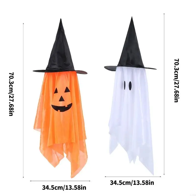 Ghosty Pumpkin Wizard Hat Hanging Ornament Halloween Hanging Decorations Halloween Tree Decors for Outdoor and Indoor 6XDA
