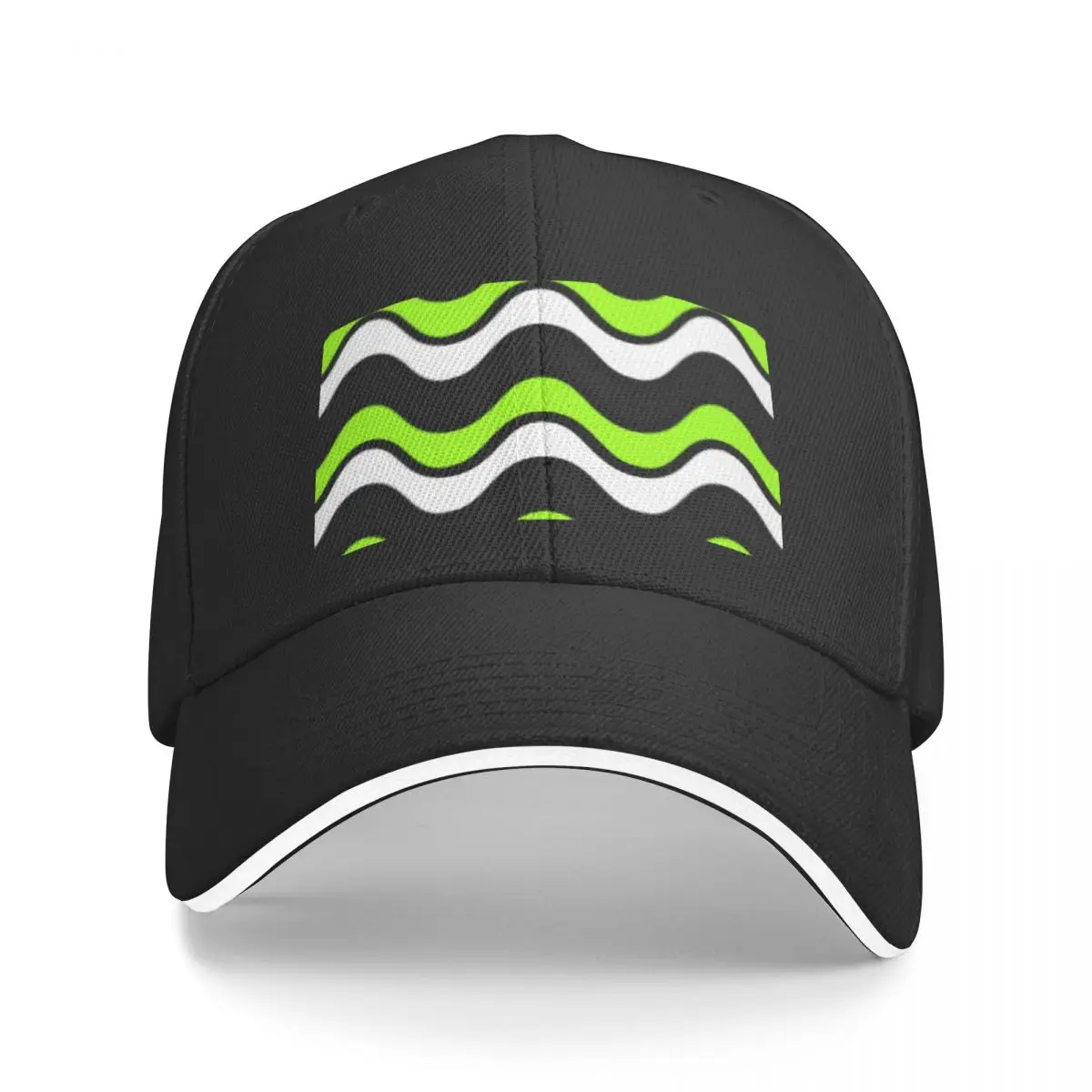 Green, Black & White Waves A Baseball Caps Hat