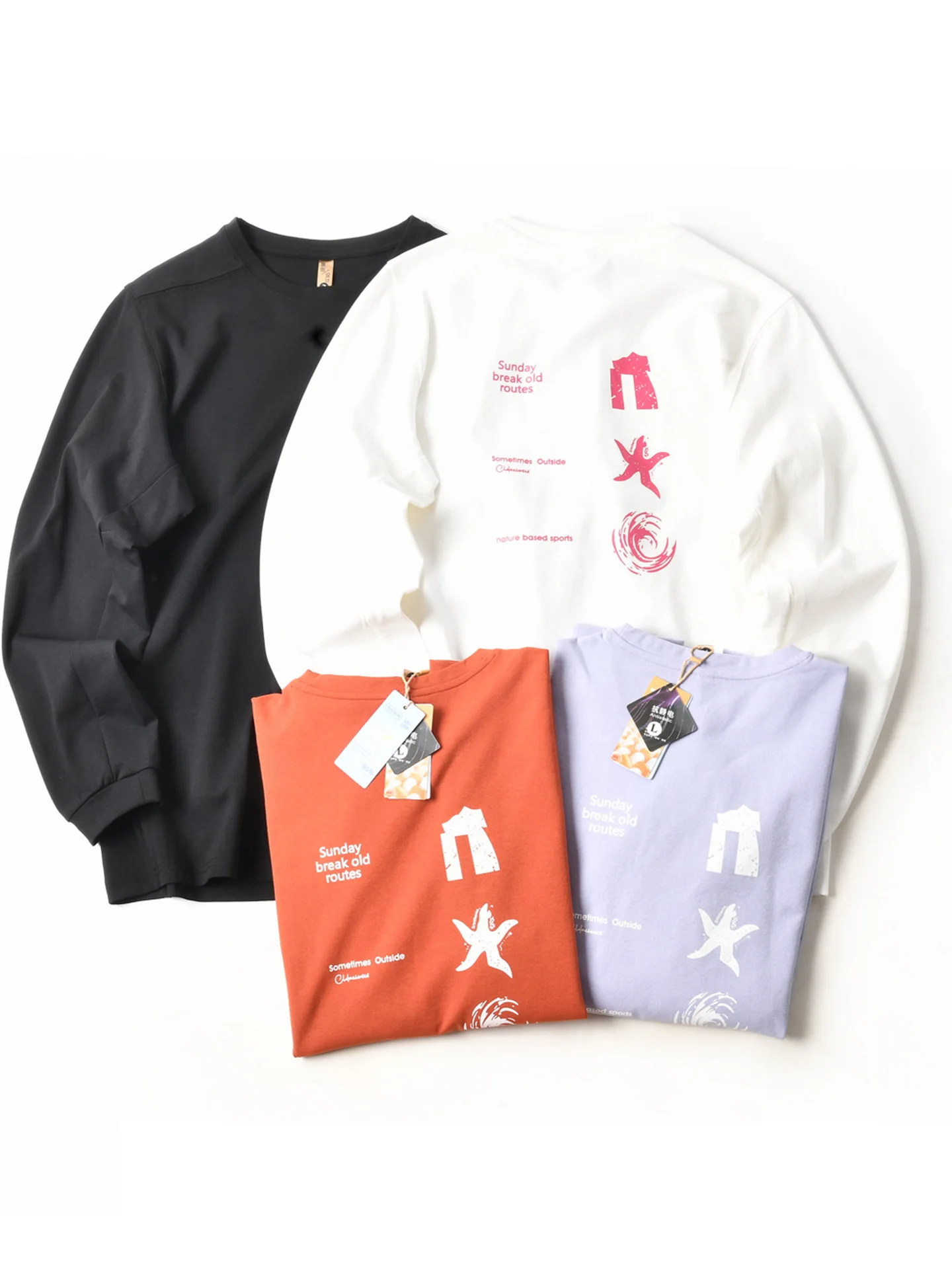 Quick Dry American Style Long Sleeve T-Shirt Hoodie Unisex Casual round Neck Print Fashionable Polyester Fiber Autumn Wear
