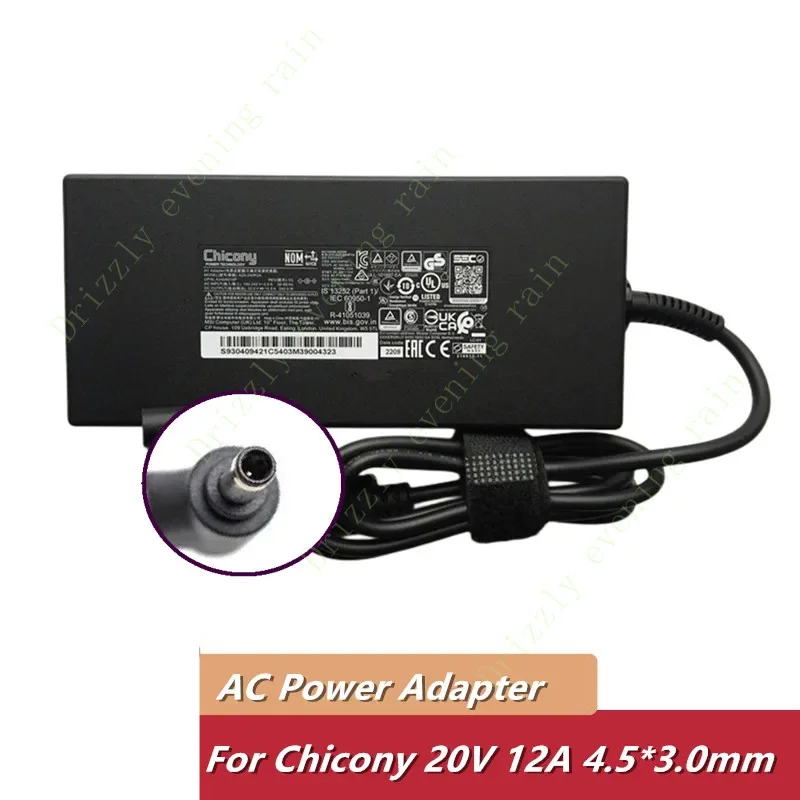 Chicony 20V 12A 240W AC adapter A20-240P2A for MSI gaming laptop Katana gf76 12ug 12ugs 12ugk MS-17L3 gf66 12ue-077 power supply