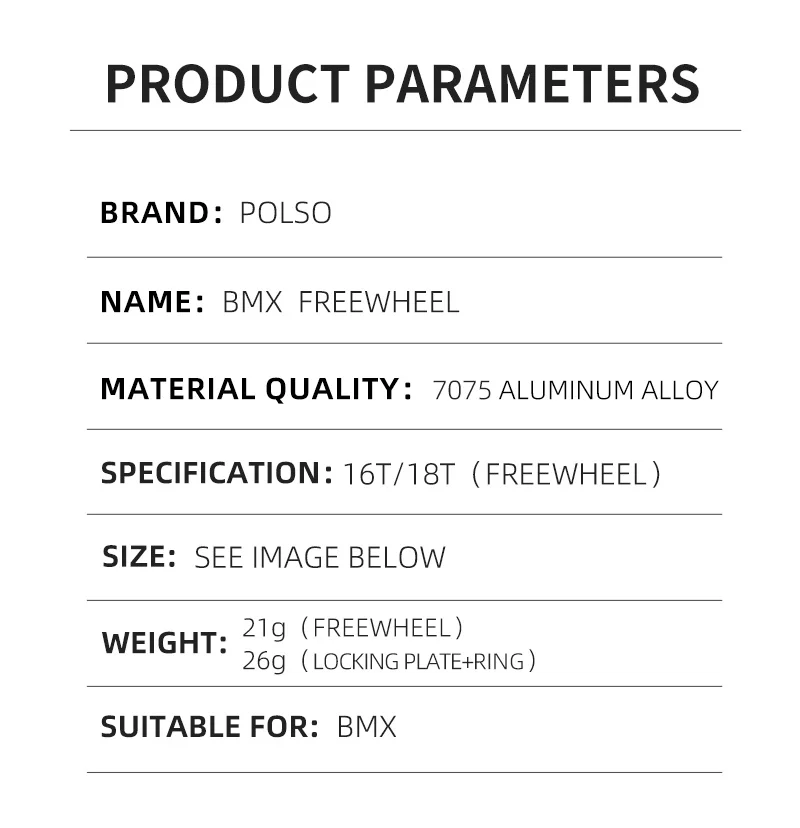 POLSO BCR01 Aluminiumlegierung BMX Racing Kettenrad 16T 18T Cog Singple Speed Fahrradteile – Detail 2