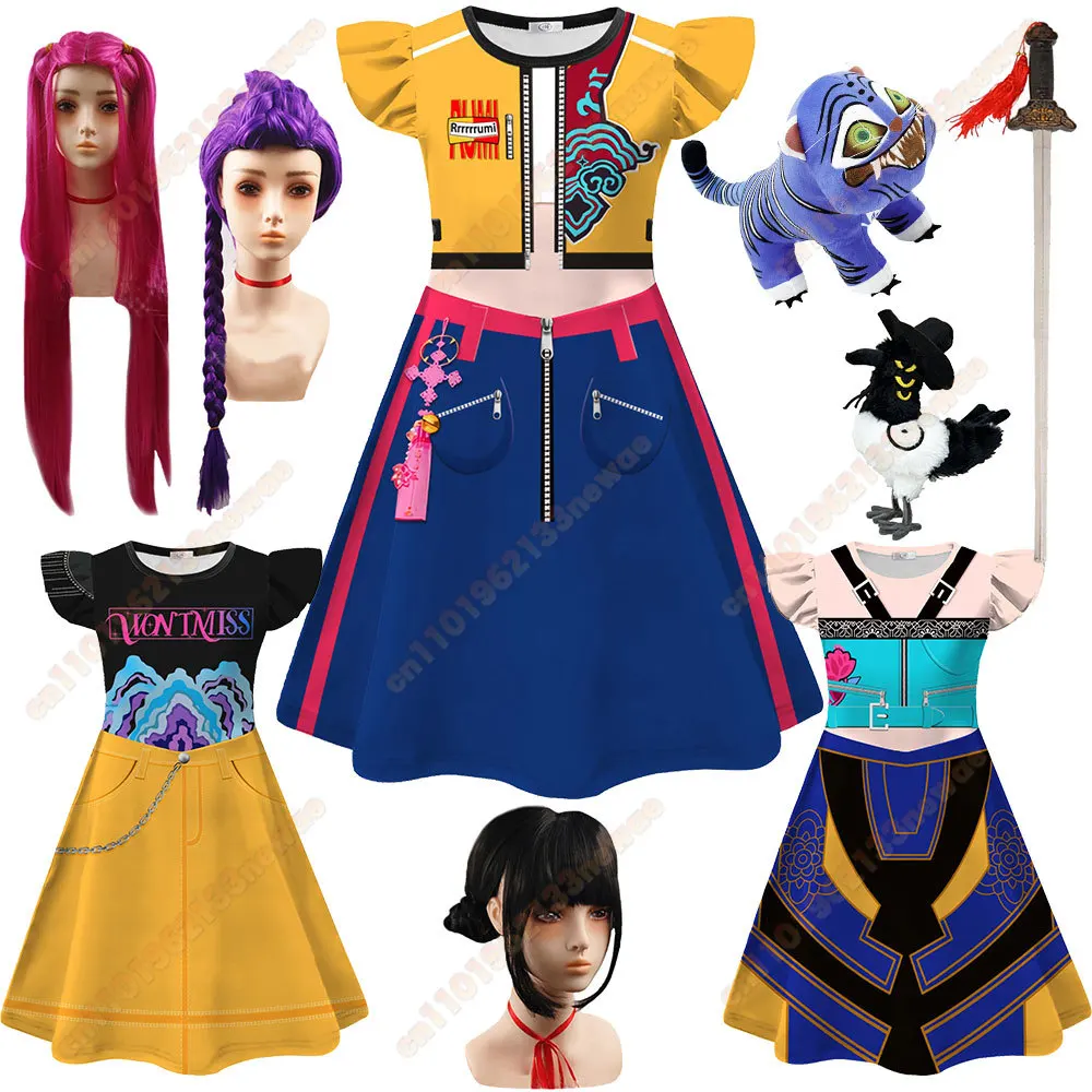 

New Anime Demon Hunters Girl Rumi Mira Zoey Cosplay Costume Christmas Halloween K-Pop Group Performance Uniform Tiger Derpy Doll