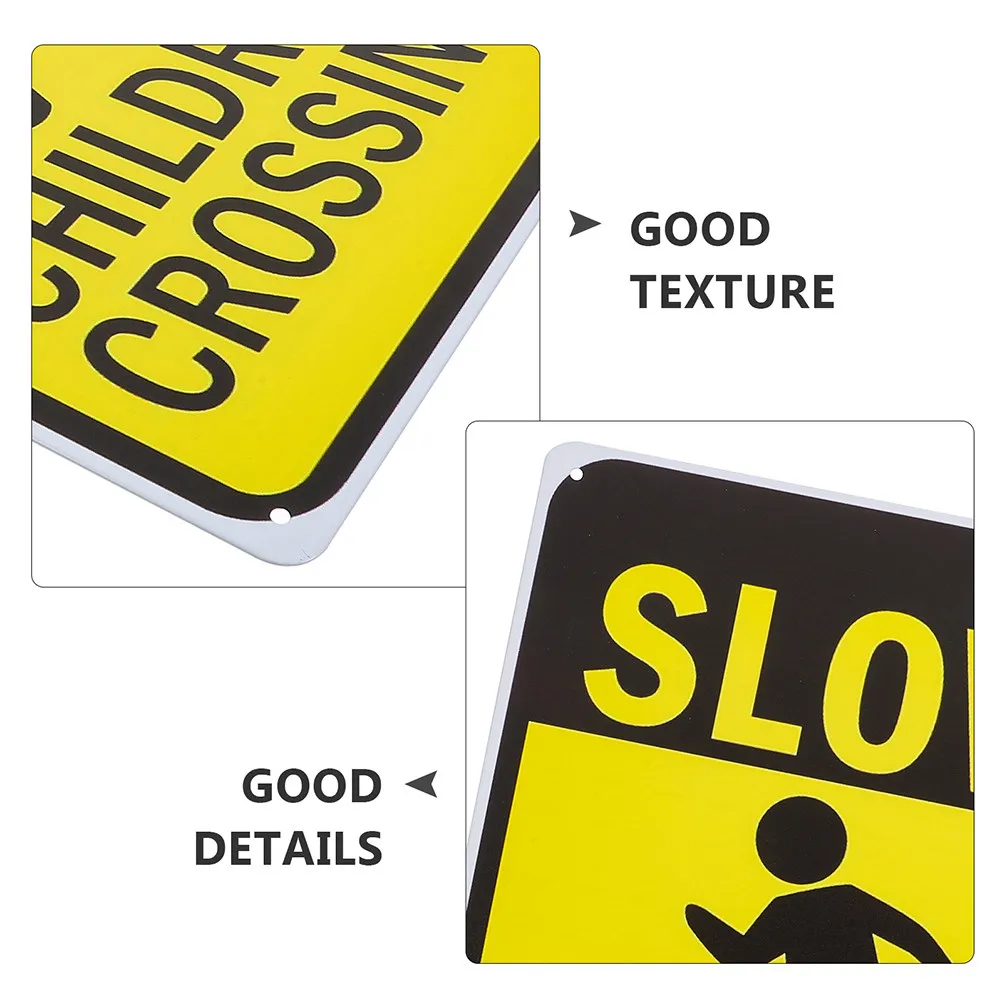 Crossing Slow Down Metal Road Sign Outdoor Safety Warning Sign for Driveway Traffic Use Outdoor Lawn Decorations