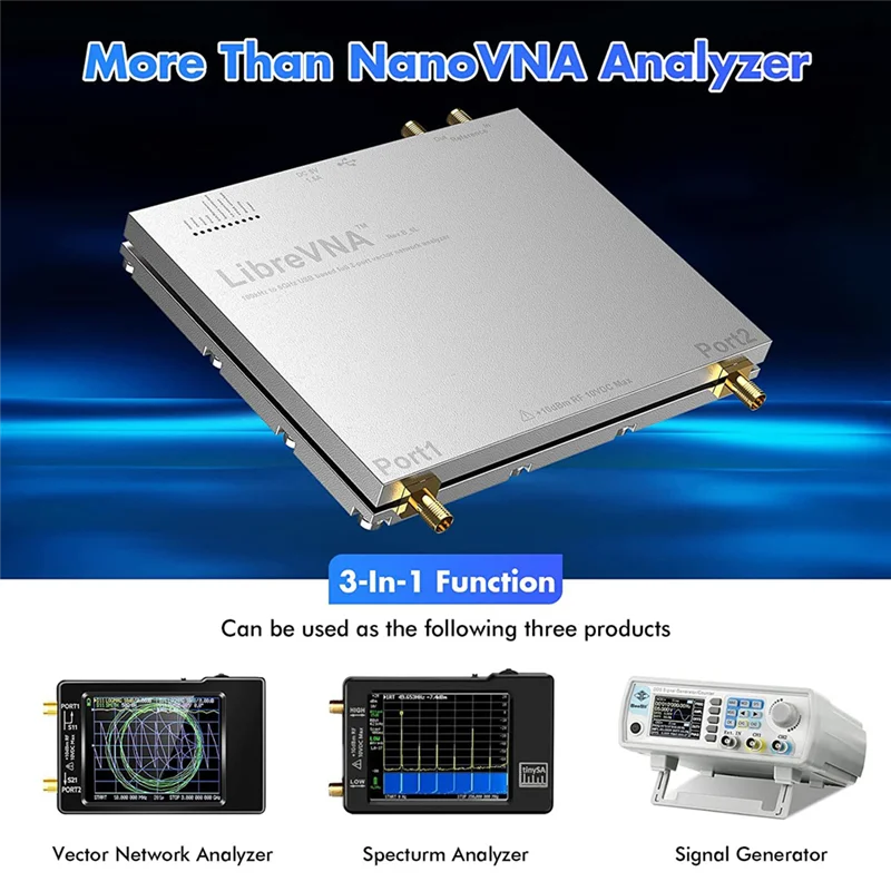 LibreVNA 2.0 100KHz-6GHz Network Analyzer,USB Based Full 2-Port with External Reference Input/Output,6-Layer PCB Measure