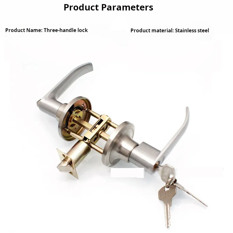 

Stainless Steel Three Bar Handle Lock Aluminum Alloy Door Lock Silent Room Door Lock Bedroom Door Bathroom Door Wooden Door