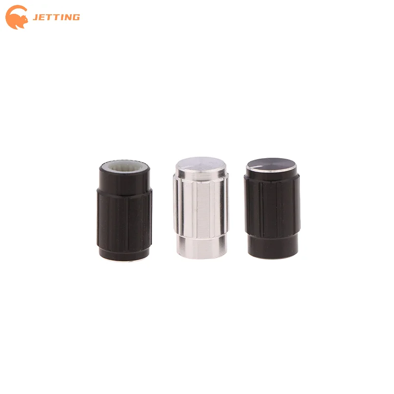 1 個アルミ合金オーディオインターホンノブブラックシルバー D 軸フラワーシャフトポテンショメータエンコーダキャップ穴付き 10*16 ミリメートル