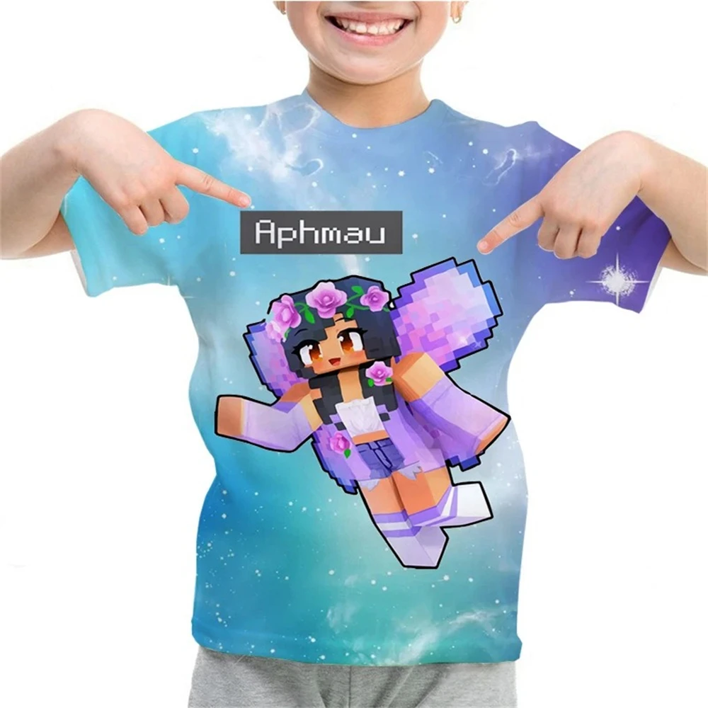 Aphmau 3D Print T Shirt per bambini ragazze Cartoon magliette ragazzi Anime T-Shirt Camiseta Toddler Kawaii Tee top abbigliamento per bambini