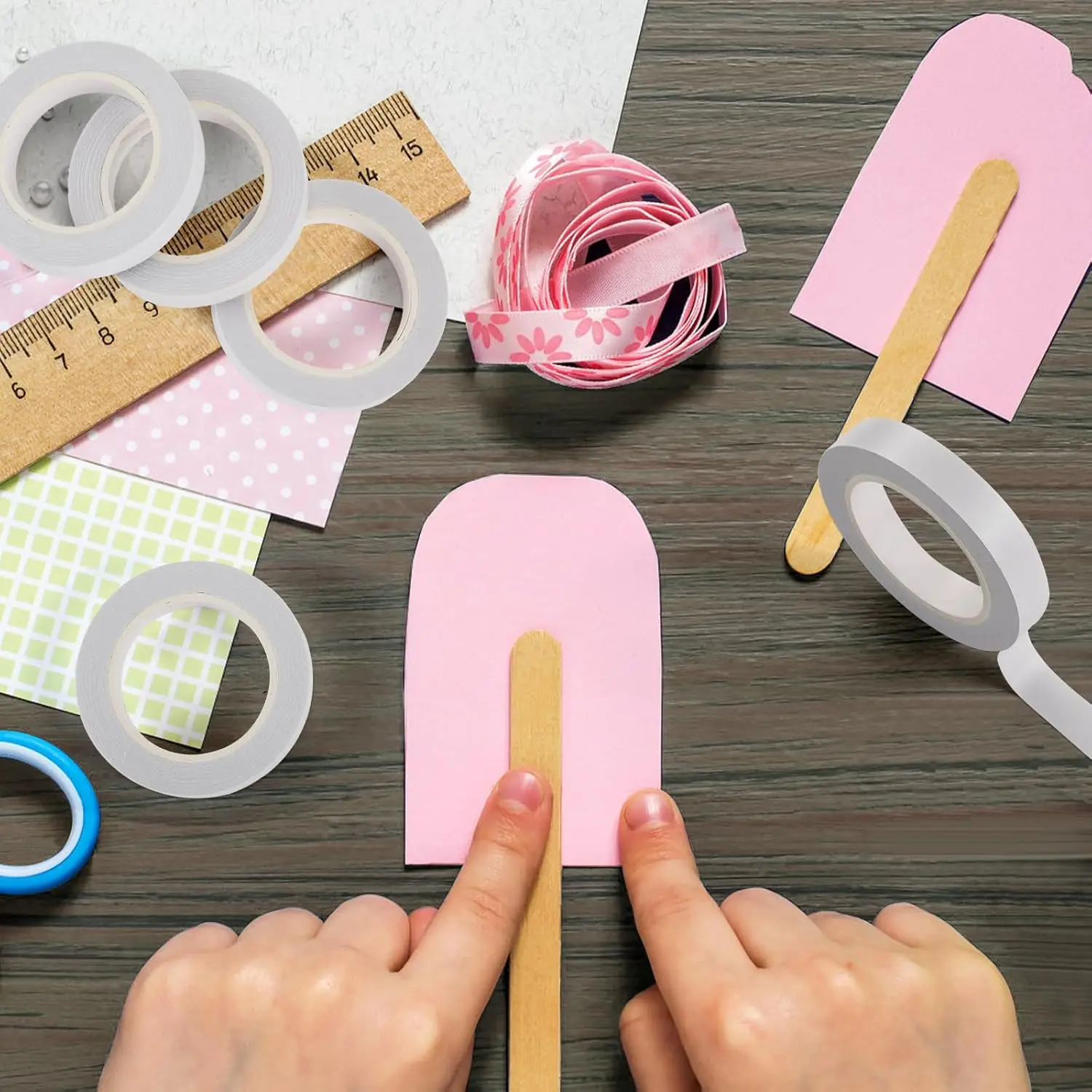 شريط مزدوج الجوانب لاصق قوي للغاية رفيع للغاية وقابل للتمزيق للمكتب والحرف اليدوية وقوة لاصقة عالية وأحجام مختلفة 5 مم - 40 مم #6