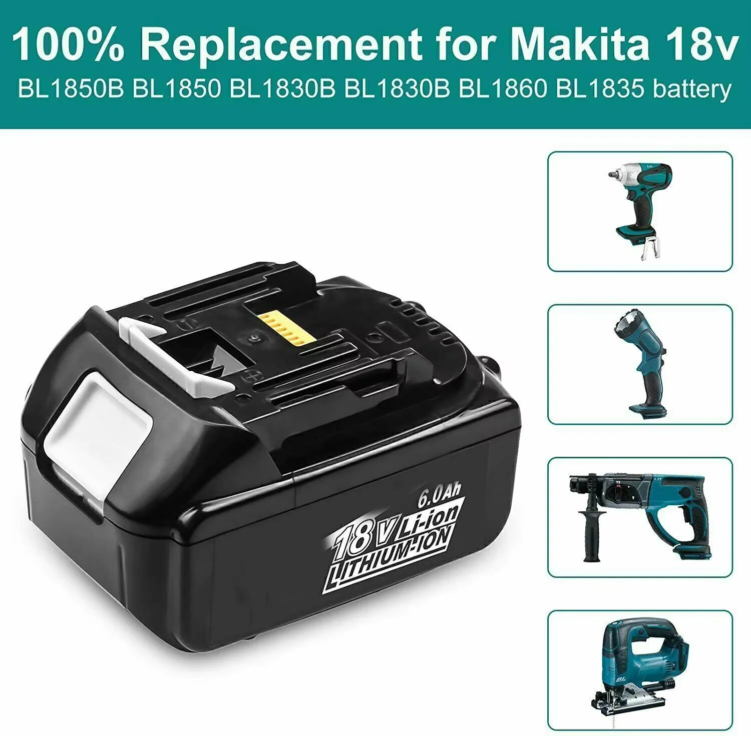 Akumulator Makita 18V 6.0Ah, akumulator do elektronarzędzi Makita BL1830 BL1830B BL1840 BL1840B BL1850 BL1850B — zdjęcie produktu 6