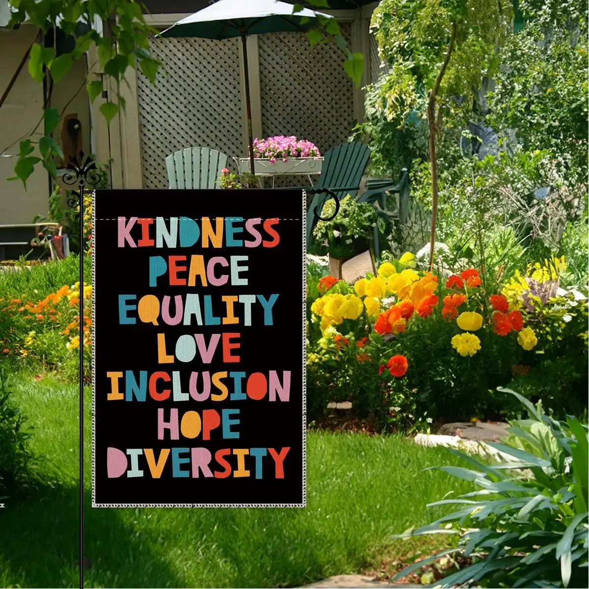 Hafhue Kindness Peace Equality Love Inclusion Hope Diversity Garden Flag - 12 x 18 Inch Double Sided Farmhouse Holiday Yard  PPZ