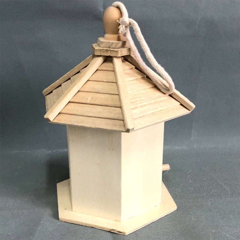 

Premium Bird with Natural Wood Roof Hanging Bird Cage for Outdoor Garden Indoor Pet Comfort Decorative Nest