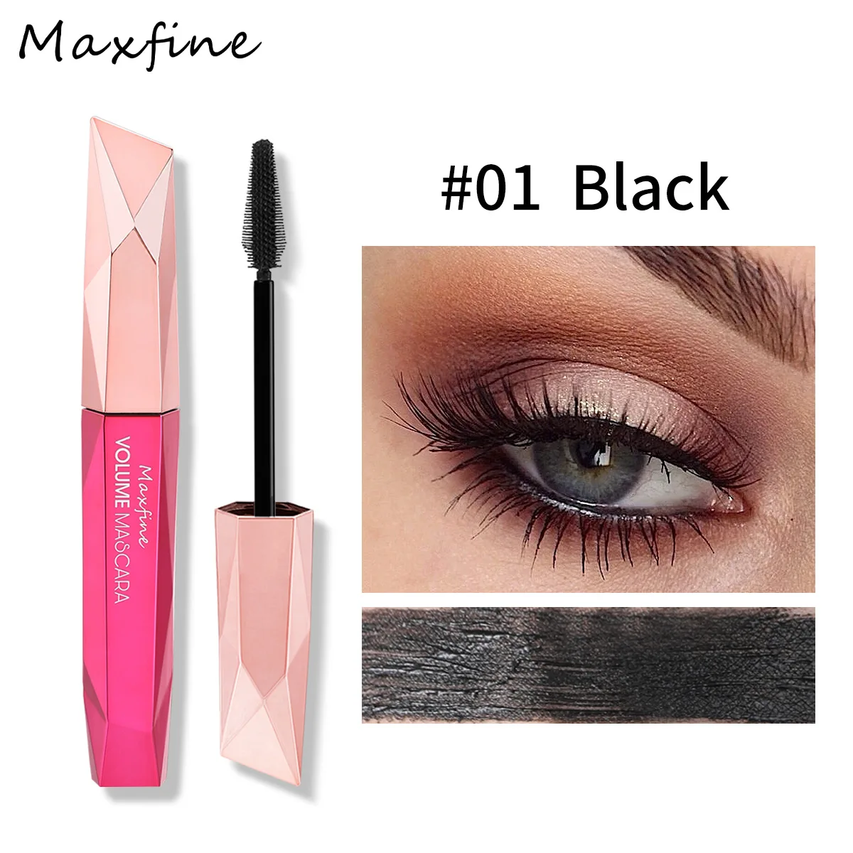 Maxfine มาสคาร่า4สีใหม่มาสคาร่ามาสคาร่าแบบหนาหยิกเพรียวบางติดทนนานมาสคาร่าแฟชั่นกันน้ำเครื่องสำอางสำหรับงานปาร์ตี้