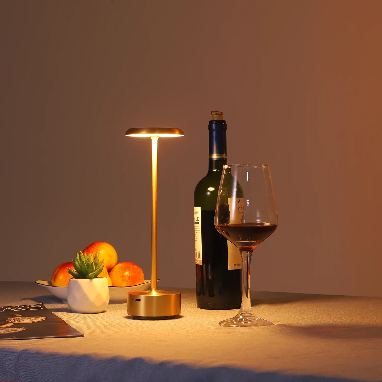 All-Copper Touch-Sensitive Table Lamp, High-Quality Long-Lasting Led Rechargeable Portable Metal Table Lamp, Simple,
