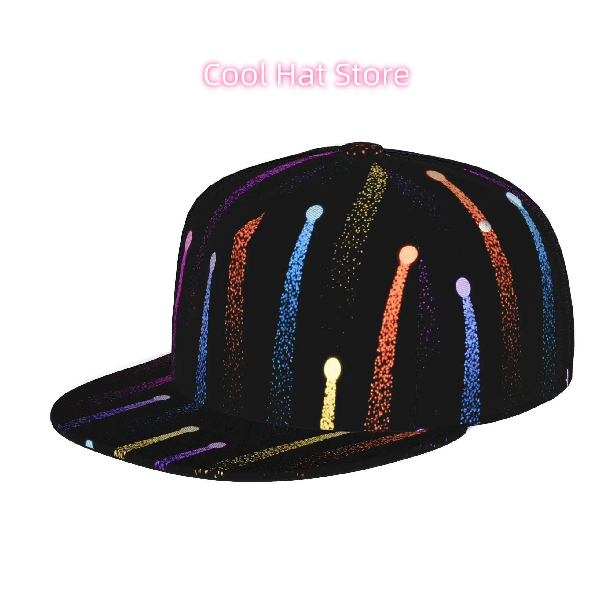 Vibrant Light Design, Unisex Flat Brim Baseball Cap for Men And Women, Hip Hop Streetwear Snapback Trucker Hat Suitable for