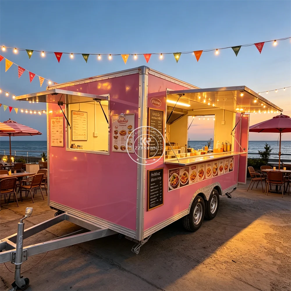 

Custom Fast Food BBQ Grill Pizza Burger Juice Ice Cream Concession Trailer Mobile Food Truck Fully Equipped