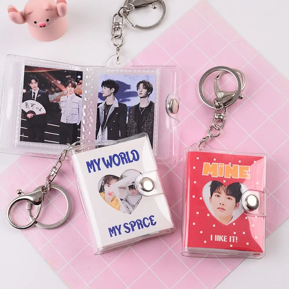 Book Albums Pendant Photo Holder Pictures Storage Card Bag Photo Album Keychain Collection Card Holder Card Book Keyring